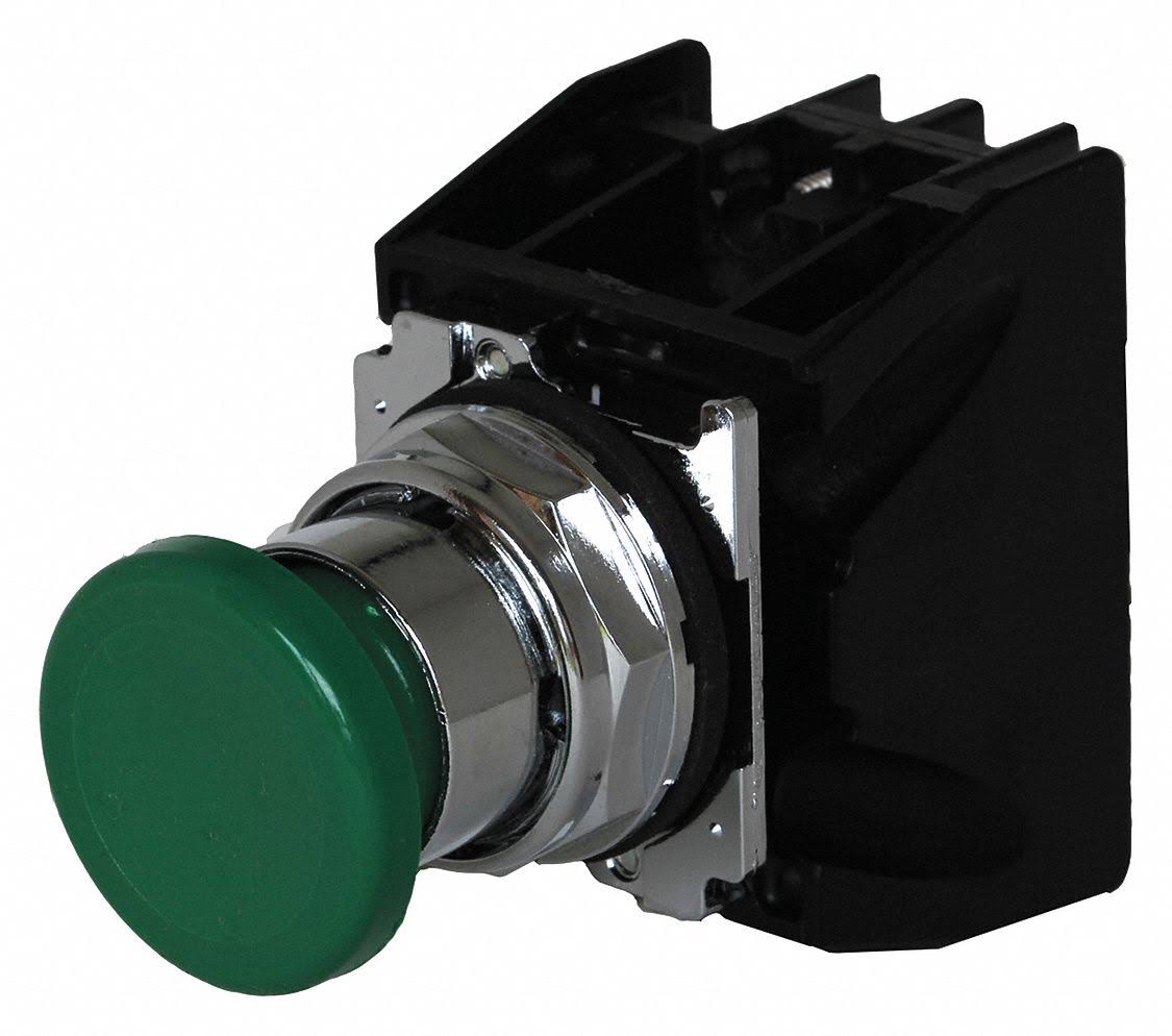 Eaton 10250T711G Push Button with Contacts,Green,Mushroom