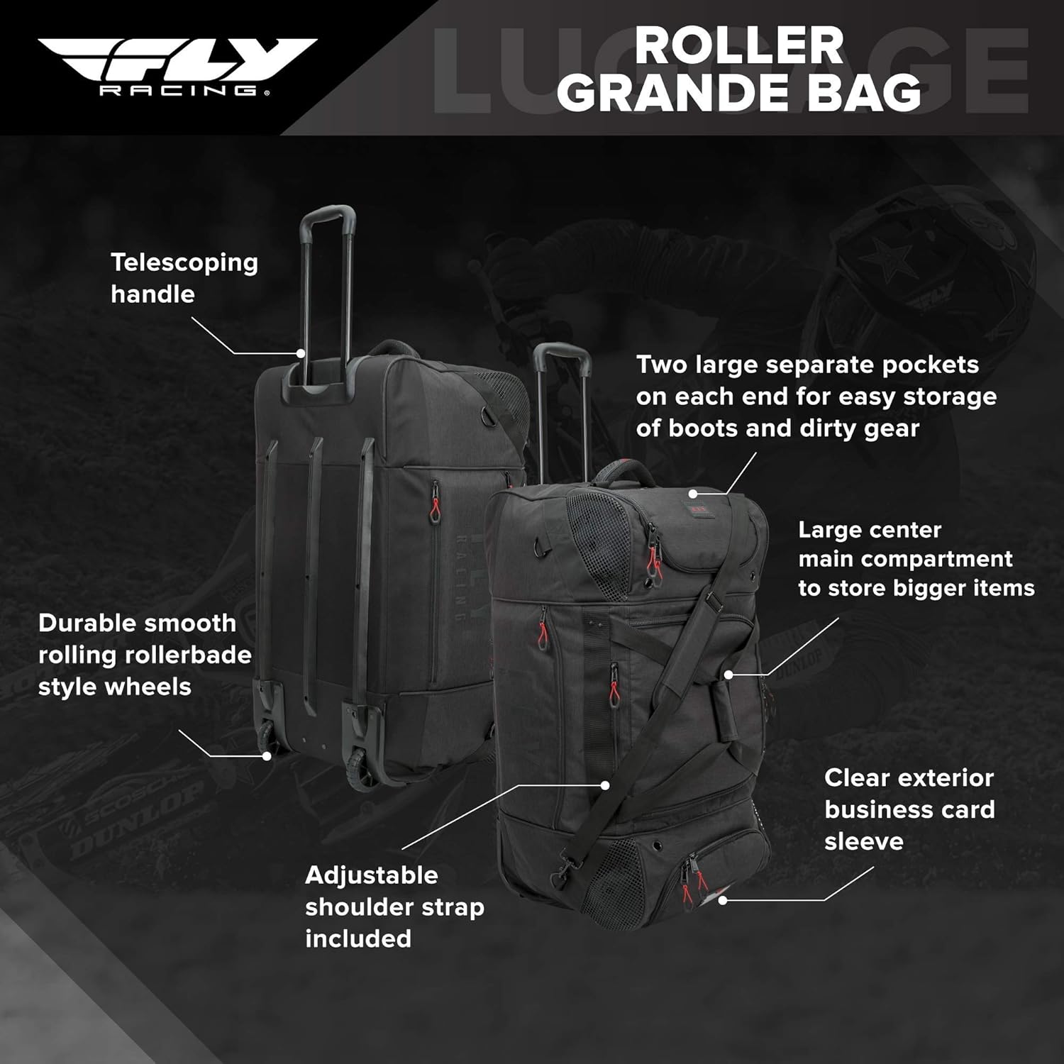 Fly Racing 2022 Roller Grande Gear Bag (Black)