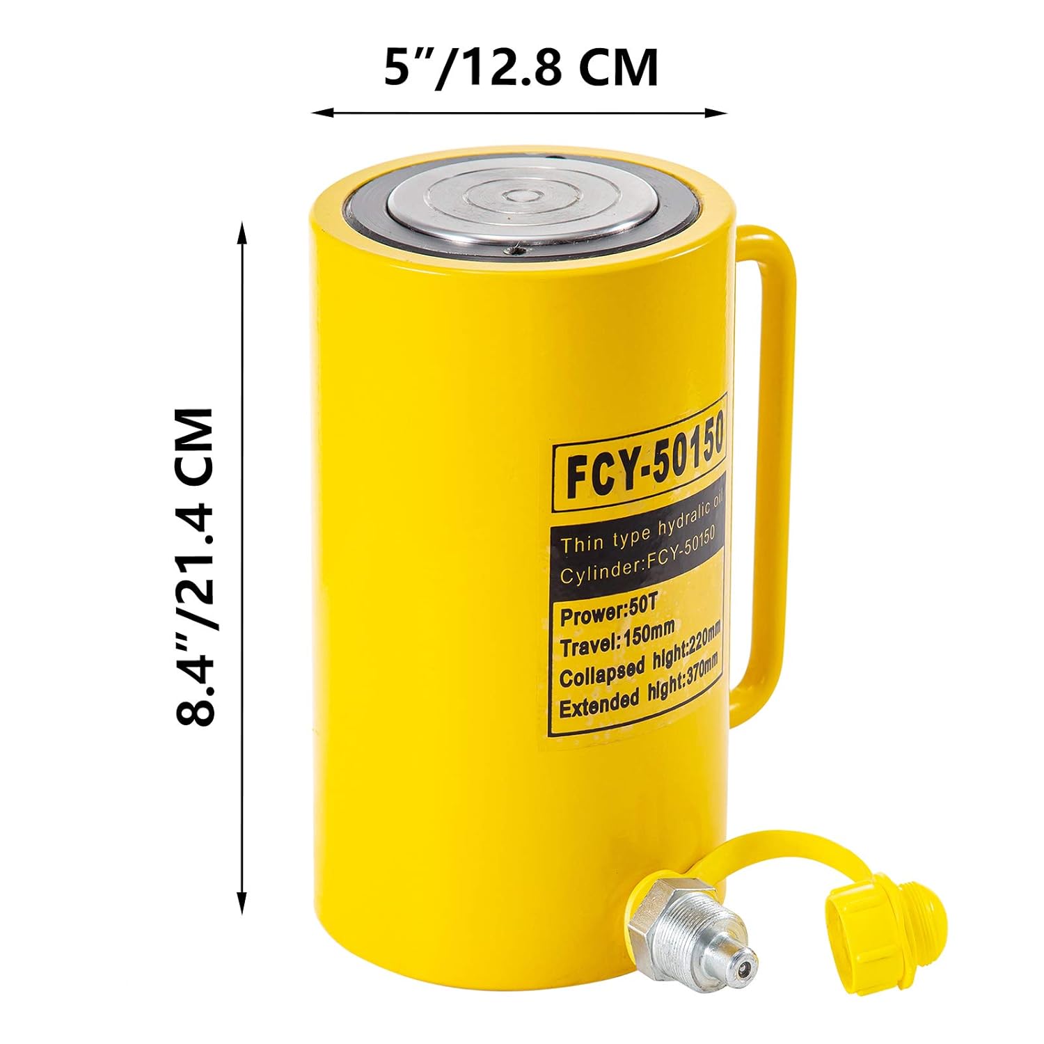 Mophorn 50T 6In Stroke Hydraulic Cylinder Jack Solid Single Acting Hydraulic Ram Cylinder 150mm Hydraulic Lifting Cylinders for Bending, straightening and Pulling on Trucks, Tractors and Heavy equipm
