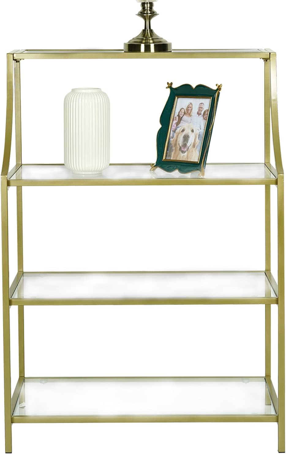 Narrow Console Table,Moncot Entryway Table, MDF Top with 3-Tier Shelving Storage, Modern Sofa Table for Hallway, Living Room, Behind Sofa (Walnut+Black Metal)