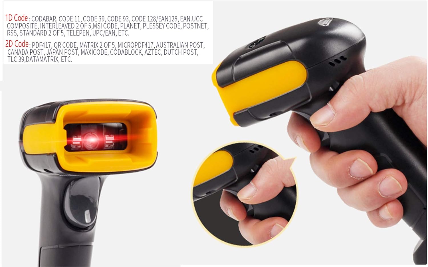 LENVII Handheld 2D Barcode Scanner USB Wired QR Code Scanner USB Barcode Reader for Shop Warehouse Storage Logistics - F510 Pack of 2