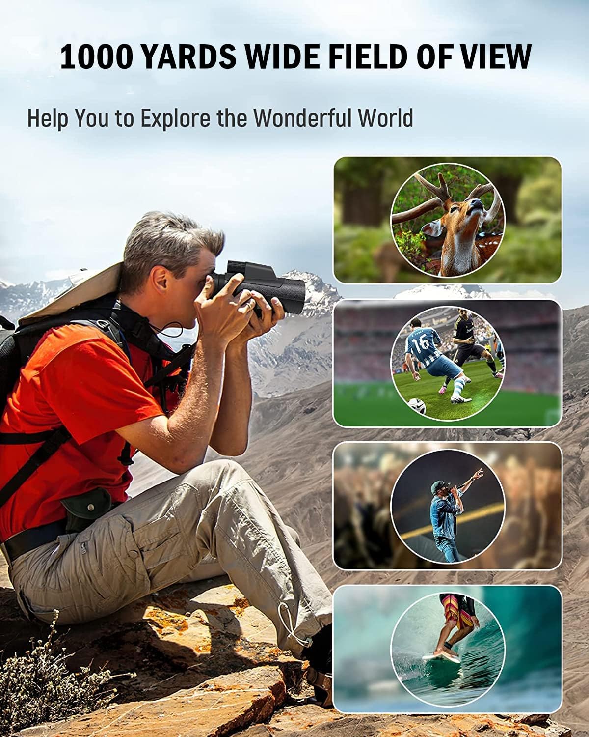 Monocular Telescope, ACTBOT 12x50 Waterproof Monocular Telescope with Smartphone Tripod, Adults Monoculars for Bird Watching Hiking Concert Travelling Hunting, FMC Lens, BAK4 Prism, Fog-Proof