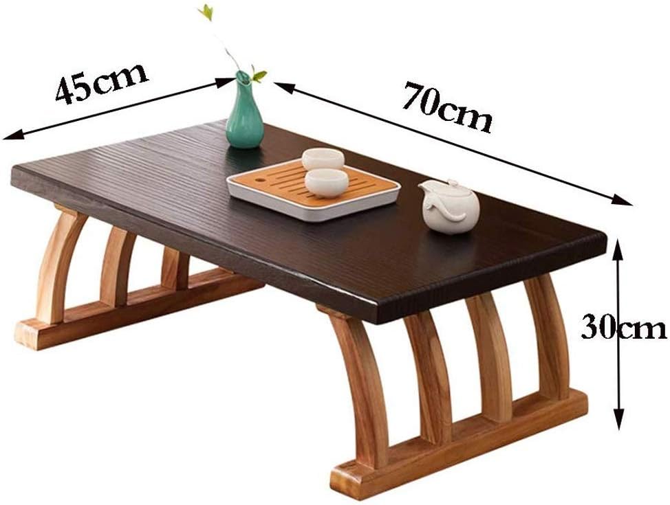YQSHYP Japanese-Style Balcony Small Table, Low Window Sill Table, Living Room Interior Furniture with Storage Rack, 60x40x30cm, 70x45x30cm (Size : 457030cm) Pack of 2