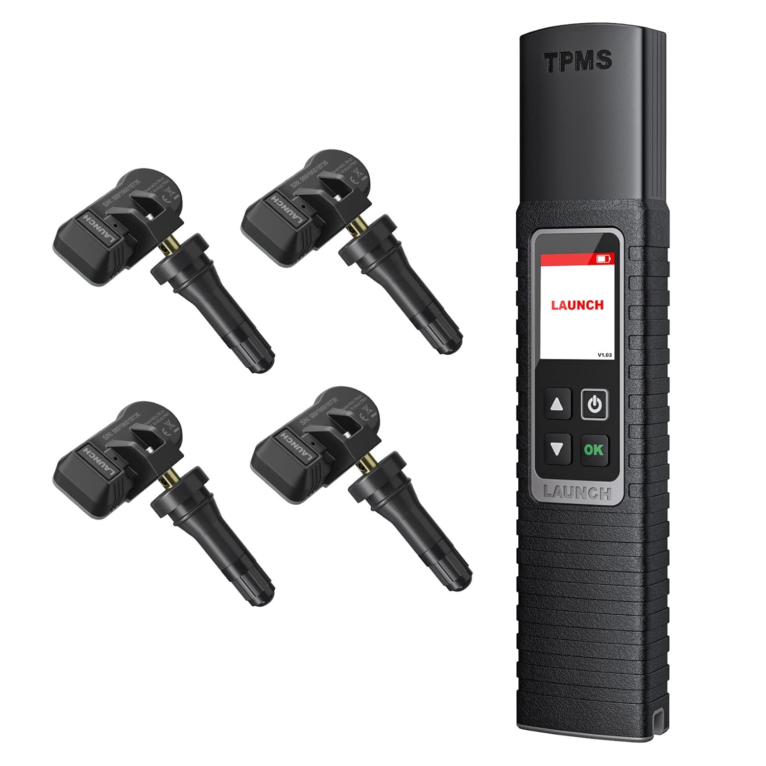 LAUNCH TPMS Relearn Tool Tire Pressure Sensor Activation Tool, Unlimited Programming on OEM 315MHz/433MHz Tire Sensors, Cover 98% TPMS Vehicles, with 4PCS TPMS Sensors as Gift