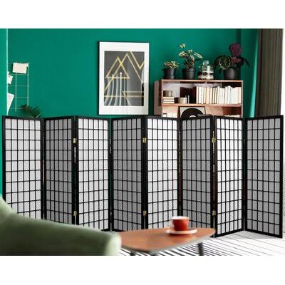 Kehrli 51.75x22 W x 50.75x22 H Folding Room Divider Winston Porter Color: Black, Number of Panels: 8 Panels