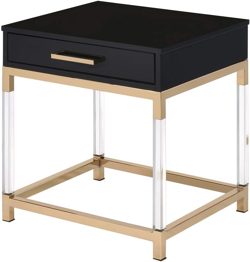 Acme Furniture Adiel End Table, Black & Gold Finish