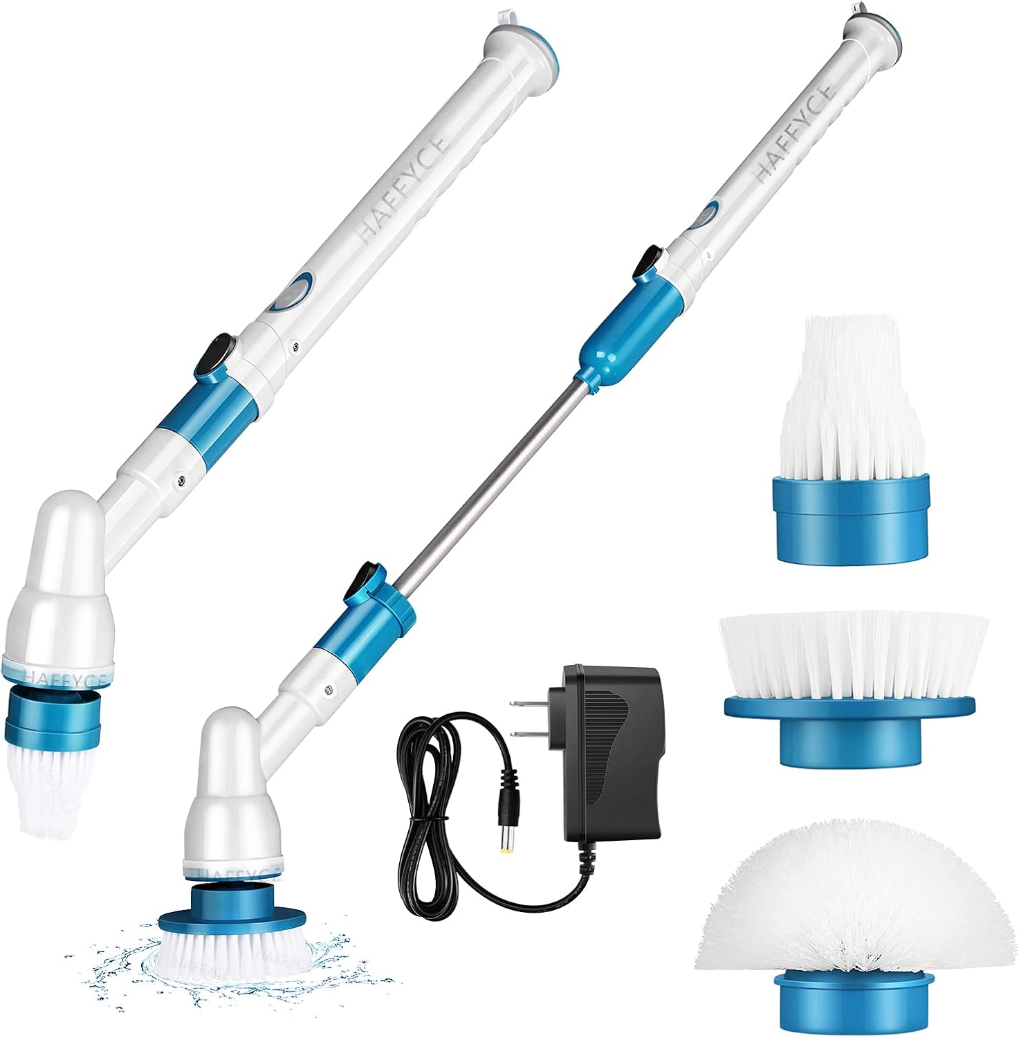 Electric Spin Scrubber,360 Cordless Bathroom scrubber. Super Power Rotation with 3 Replaceable Cleaning Heads and Adjustable Extension Handle for Tub,Tile,Kitchen,Floor,Bathtub，Bathroom