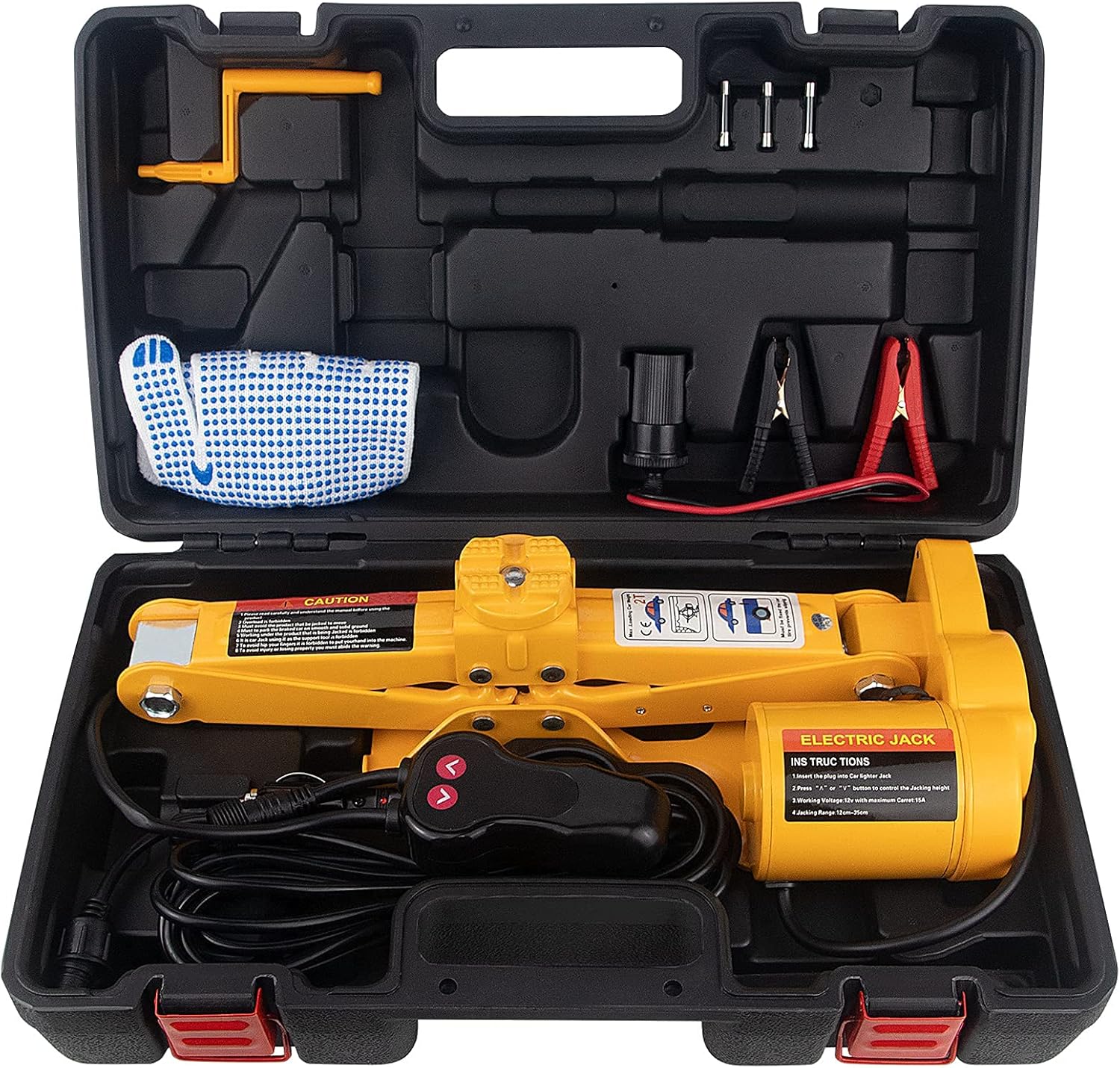 Electric Car Jack 2 Ton 12V Electric Scissor Jack with Storage Box for Car SUV Tire Changes (Lifting rang: 4.72~14.72 inch)