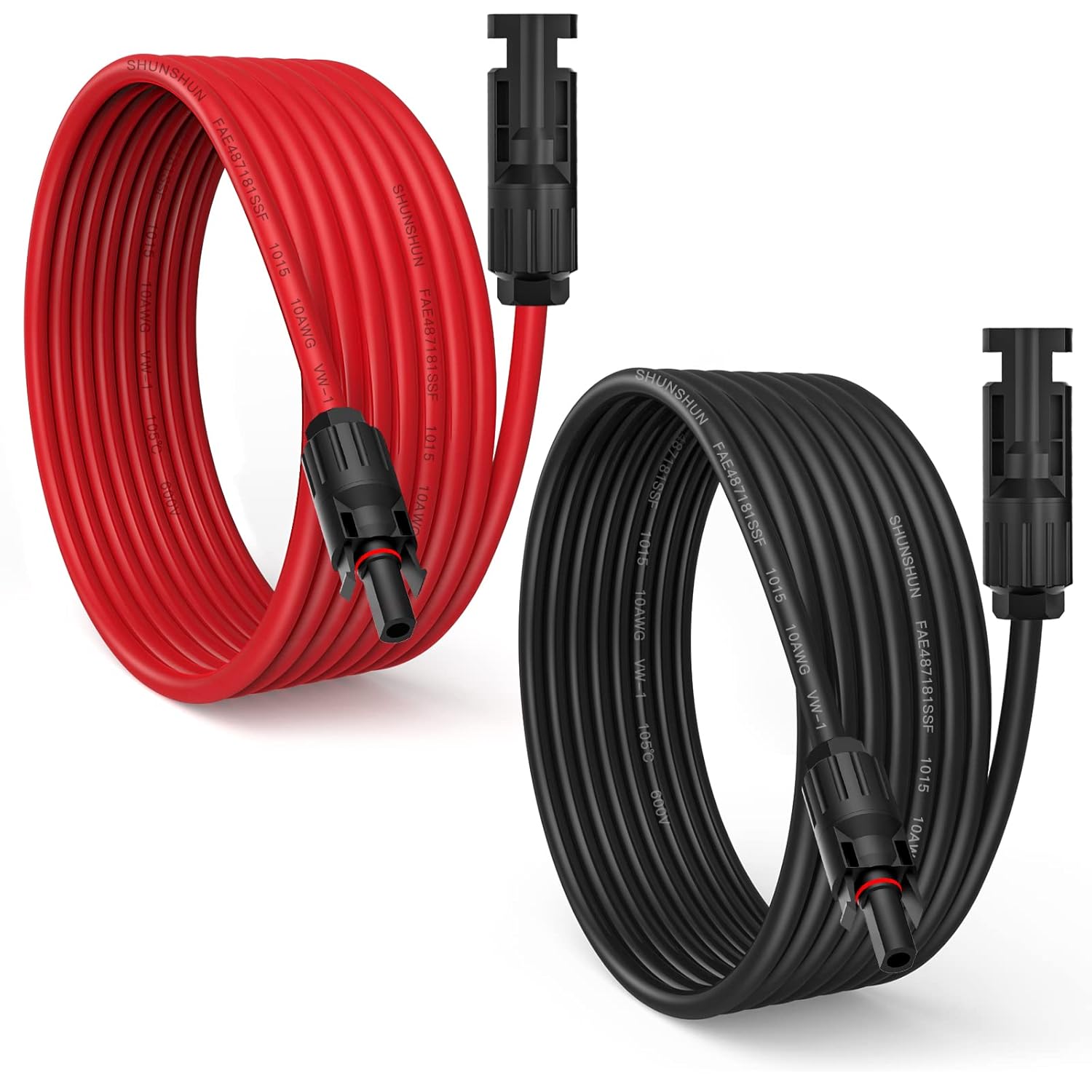 ELECTOP Solar Extension Cable Wire 10 Feet, 10AWG Solar Panel Cable with Weatherproof Female and Male Connector Adapter Kit for Solar Generator House Boat RV(10FT Red + 10FT Black) Pack of 2