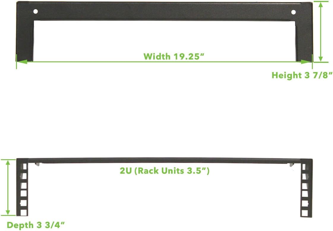 NavePoint 2U 19 Inch Vertical Wall Mount Rack Wall Mountable Server Rack w/Hardware Black