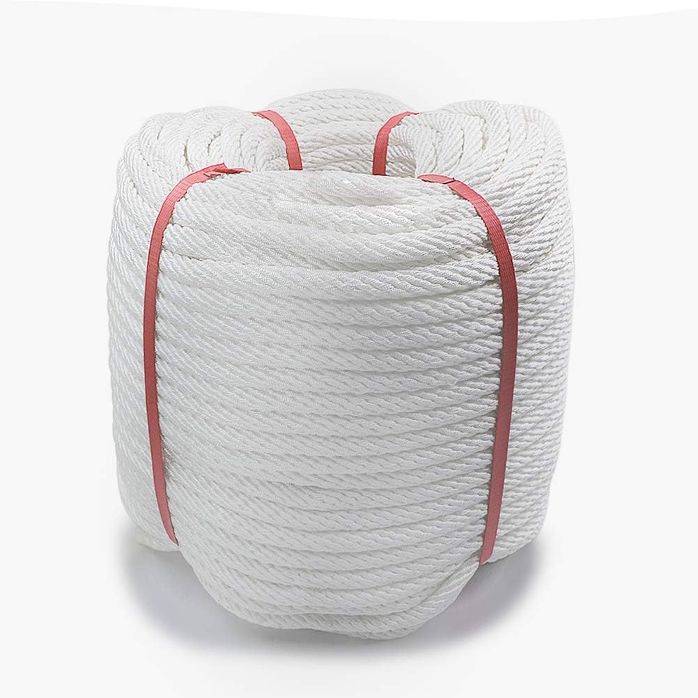Aoneky Nylon Rope - White Pull Rope Cord (1/2 inch x 50 Ft) Pack of 2