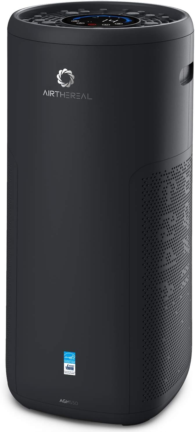 Airthereal AGH550 Air Purifier - True HEPA Filter, Energy Star, Real-Time Air Quality Monitor - Best for Extra Large Rooms, Living Room and Office - Glory Days (Black)