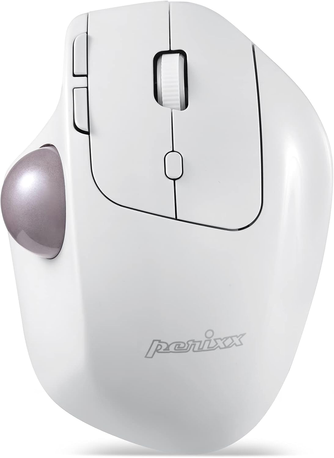 Perixx PERIMICE-720W Wireless Dual Mode 34mm White Trackball Mouse with Adjustable Angle (11766) Pack of 2