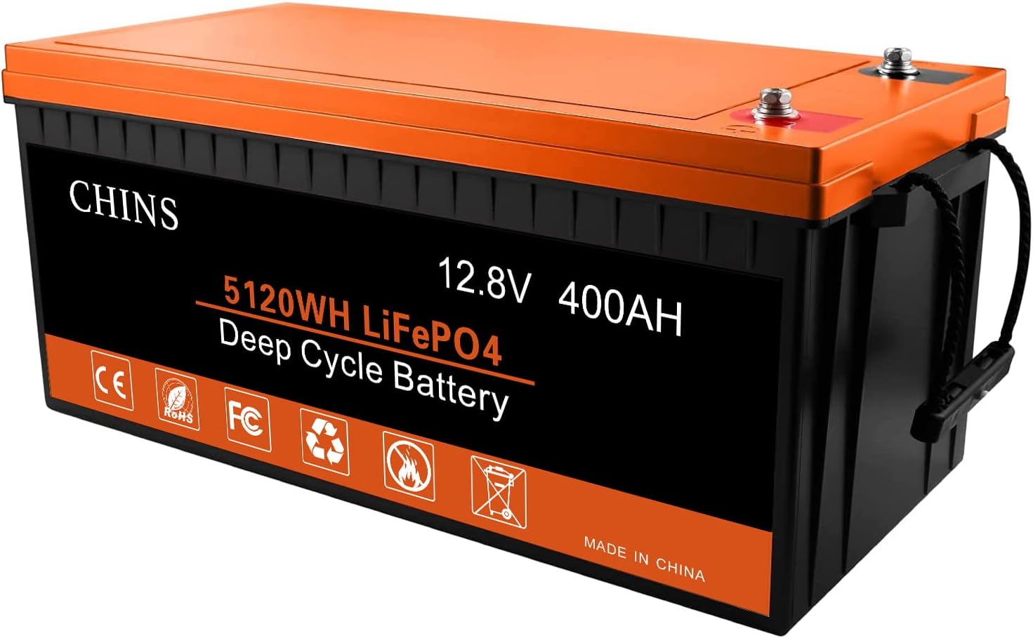 CHINS LiFePO4 Battery 12V 400Ah Lithium Battery - Built-in 250A BMS, 2000+ Cycles, Each battery Can Support 5120W Power Output, Perfect for RV, Home Storage and Off-Grid