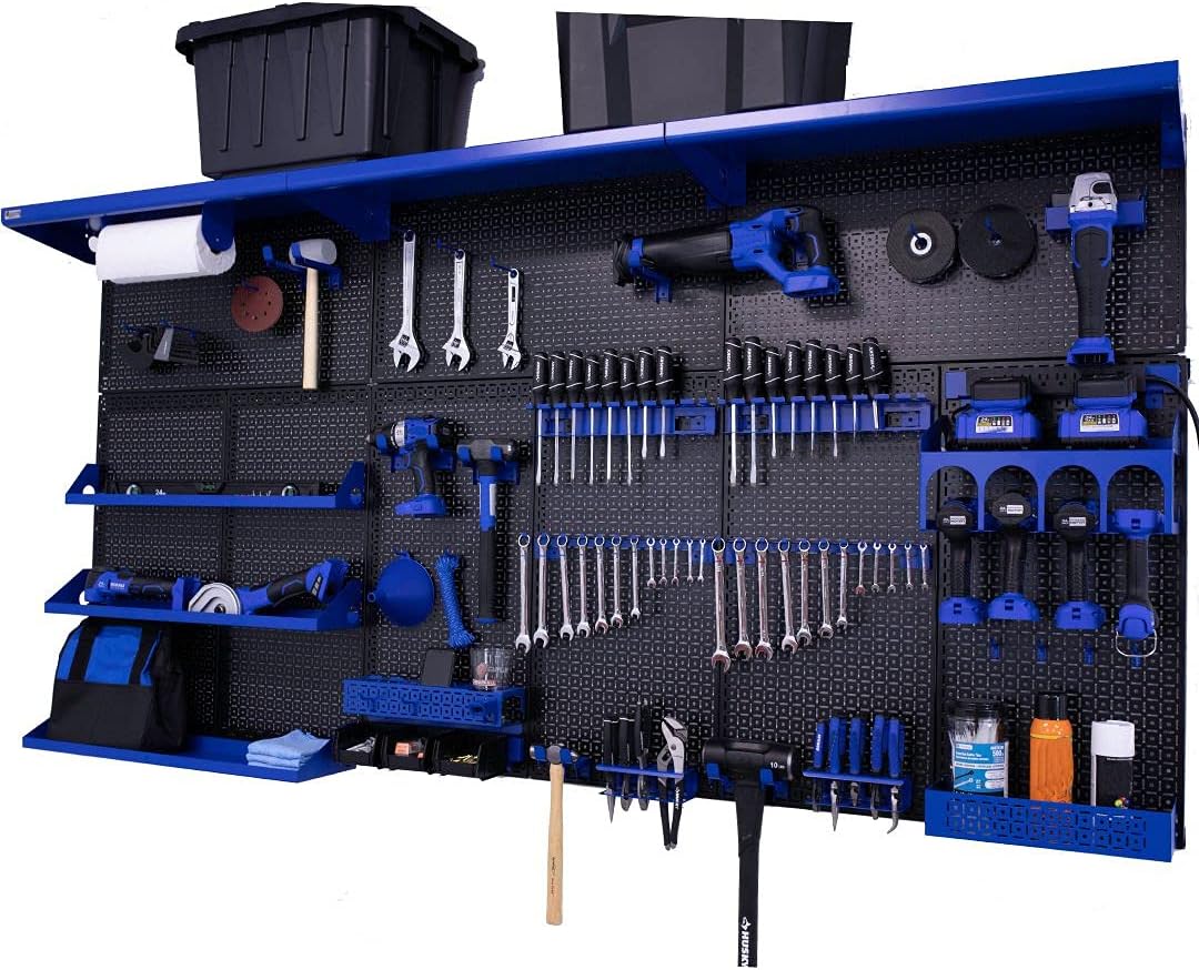 OmniWall Weekend Warrior XL Metal Pegboard Wall Organization System (Black/Red)