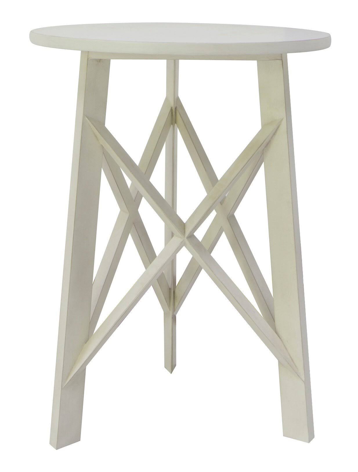 Crestview Sanibel Round Side Table White Acacia Wood