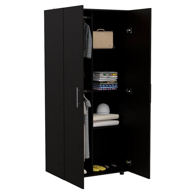 Tuhome Black Contemporary Engineered Wood Furniture Tera 70x22 2 Door Armoire - CLW4758