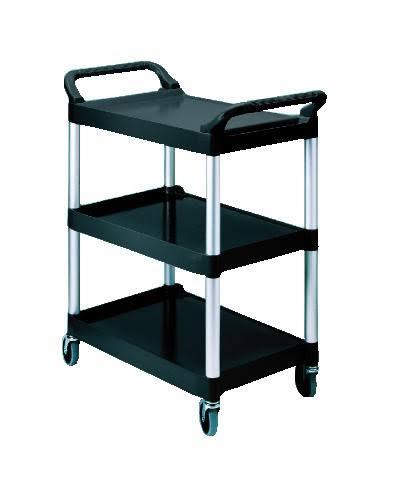 Three-Shelf Economy Plastic Cart, Black by Rubbermaid - RCP342488BLA