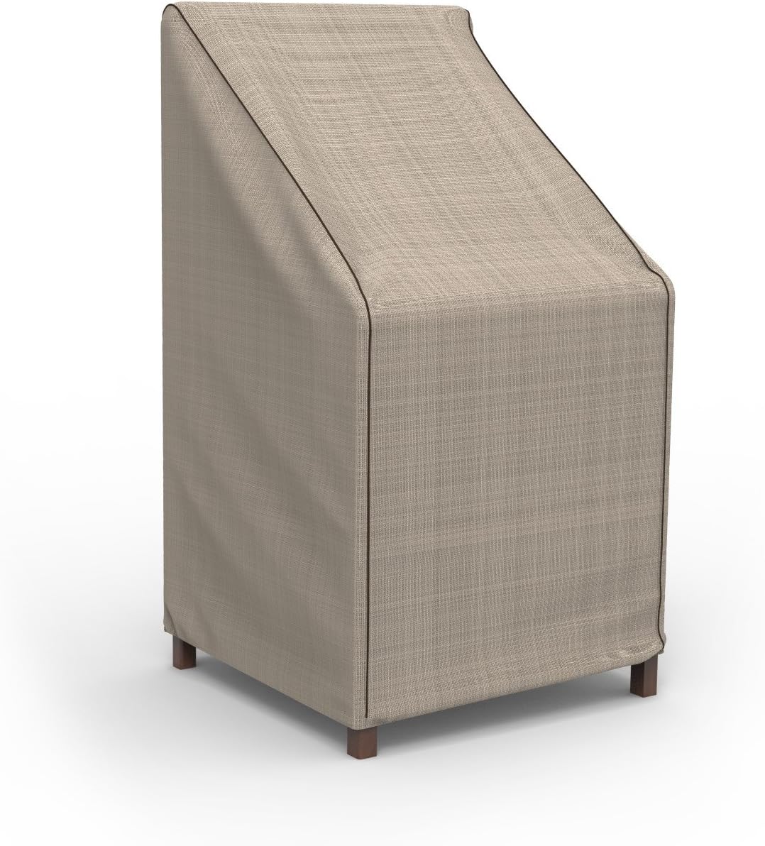 Budge P1A01PM1 English Garden Patio Stack of Chairs Barstool Cover Heavy Duty and Waterproof, Two-Tone Tan