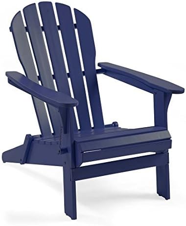 Plow & Hearth 62A80-BK Foldable Eucalyptus Adirondack Chair, Black