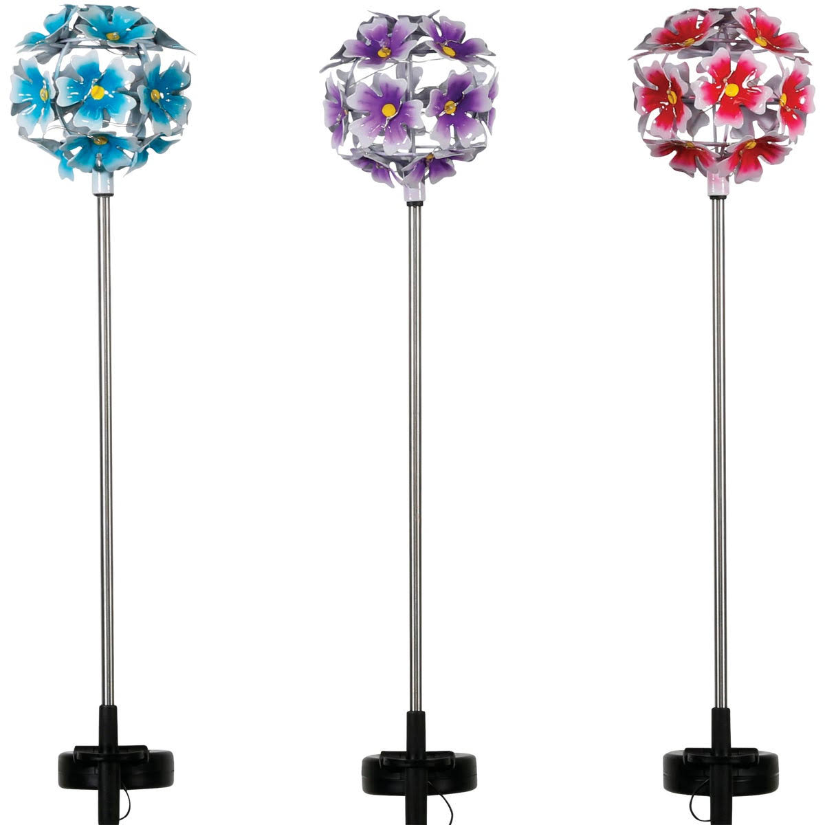 Alpine Metal 33 in. H. Hydrangea Ball Solar Stake Light QLP1286ABB Pack of 9