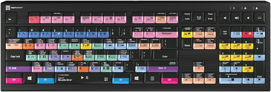 Logickeyboard Designed for Studio One 5 Compatible with Win 7-11- Astra 2 Backlit Keyboard # LKB-PSO3-A2PC-US