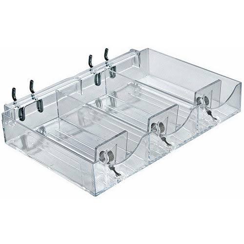 GoVets | QTY 2 | Azar International Azar Displays 225504, 3 Section Tray W/Pushers u0026 Tracks-9.125x22W x 1.5x22H x 5.8125x22D