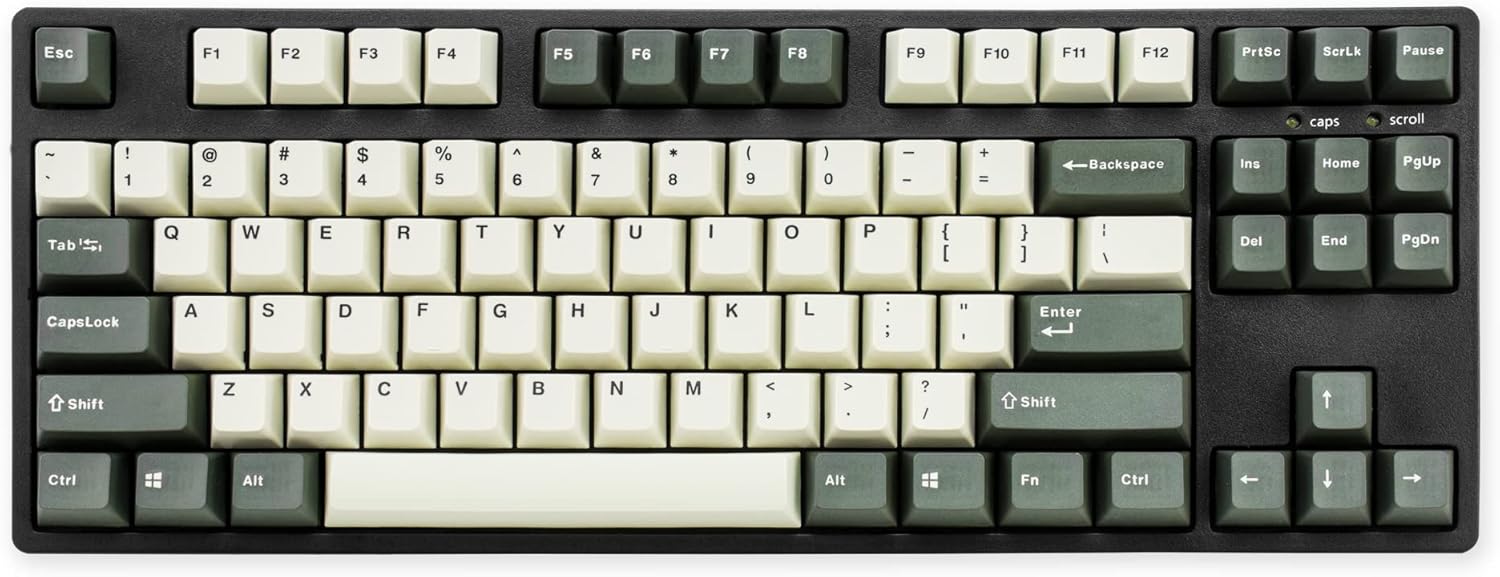 iKBC CD87 V2 Ergonomic Mechanical Keyboard with Cherry MX Brown Switch for Windows and Mac, Tenkeyless Keyboard Used The Mistel Two Tone Retro Color PBT Double Shot Keycaps for Desktop and Laptop