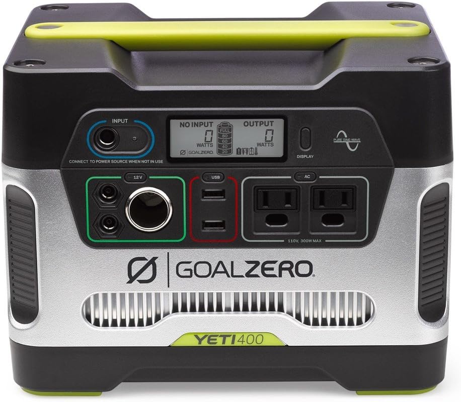 Goal Zero Yeti 400 Portable Power Station, 400Wh Battery Powered Generator Alternative with 12V, AC and USB Outputs