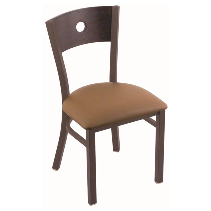 Holland Bar Stool 630 Voltaire 18x22 Chair with Bronze Finish, Allante Beechwood SEAT, and Dark Cherry Oak Back