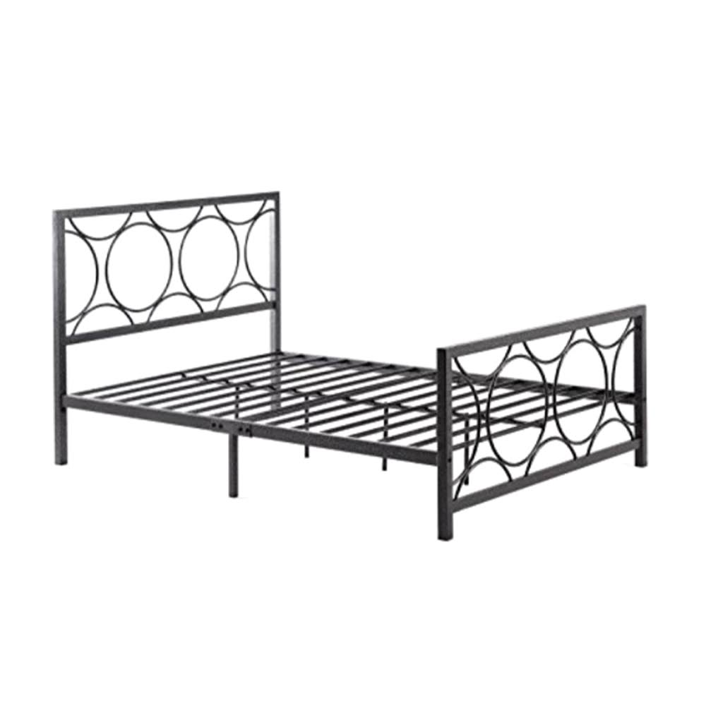 Hodedah Full Metal Bed - Black-Silver