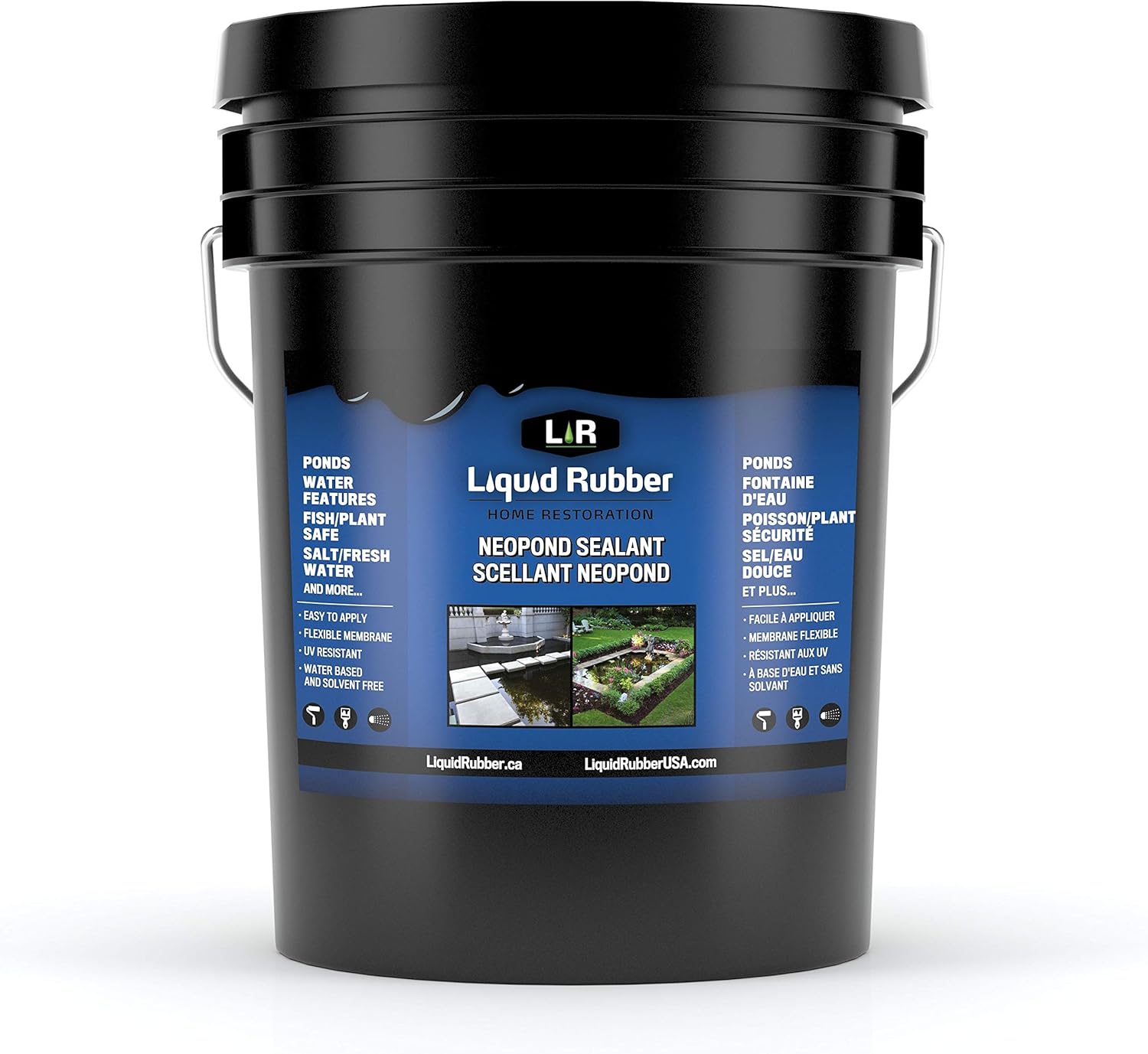 Liquid Rubber NeoPond Waterproof Pond Sealant - Fish and Plant Safe Waterproofing Membrane Sealer for Ponds and Water Features, Black, 1 Gallon