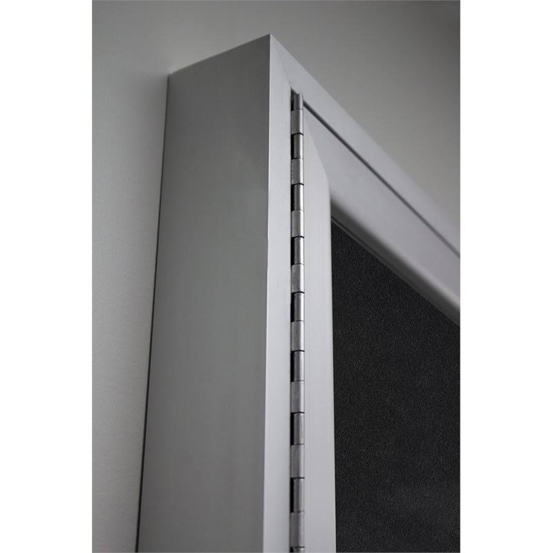Ghent 36x22x36x22 1-Door Satin Aluminum Frame Enclosed Recycled Rubber Bulletin Board - Black