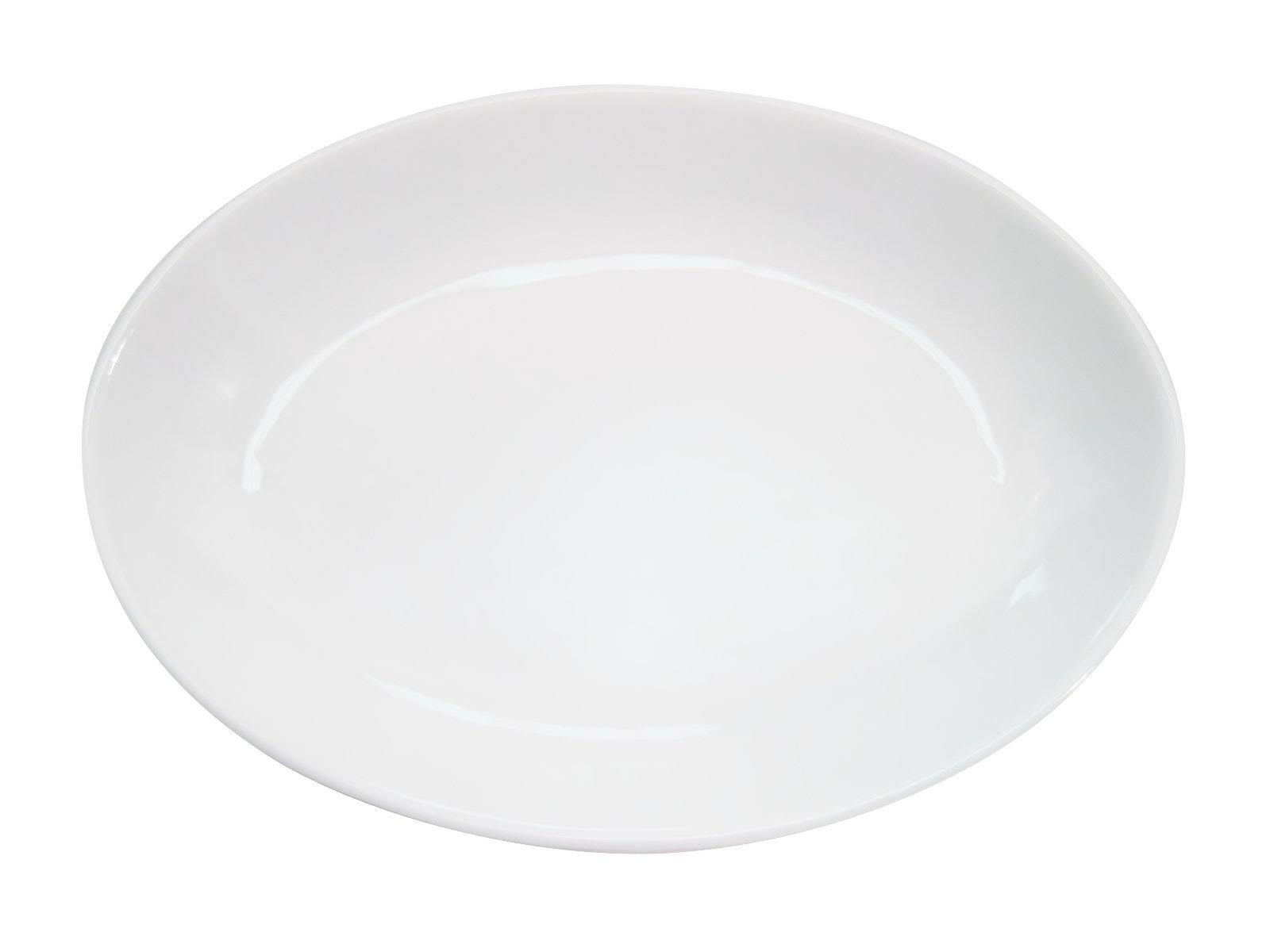 CAC China RCN-101 Clinton Rolled Edge 19-inch by 13-3/4-Inch by 2-1/4-Inch Super White Porcelain Deep Oval Platter, Box of 4