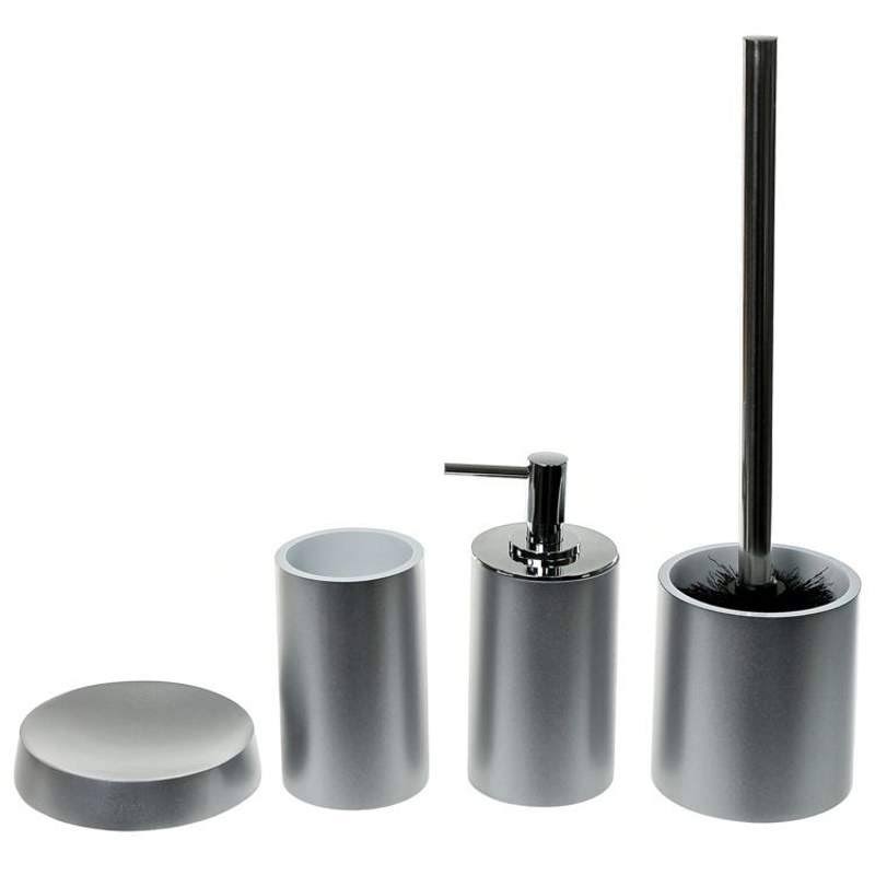 Gedy by Nameeks Yucca 4-Piece Bathroom Accessory Set, Silver