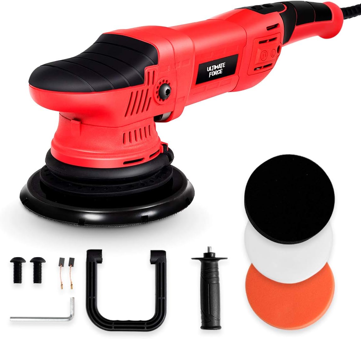 Goplus 6&rsquo;&rsquo; Dual Action Random Orbital Polisher, 1100W Car Polisher w/Side Handle & D Handle, 3 Sponge Polishing Pads, 3-model, 6-level Speed for Polishing and Waxing