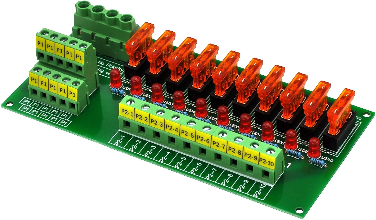 Electronics-Salon Panel Mount 10 Position Power Distribution Fuse Module Board, for AC/DC 5~32V