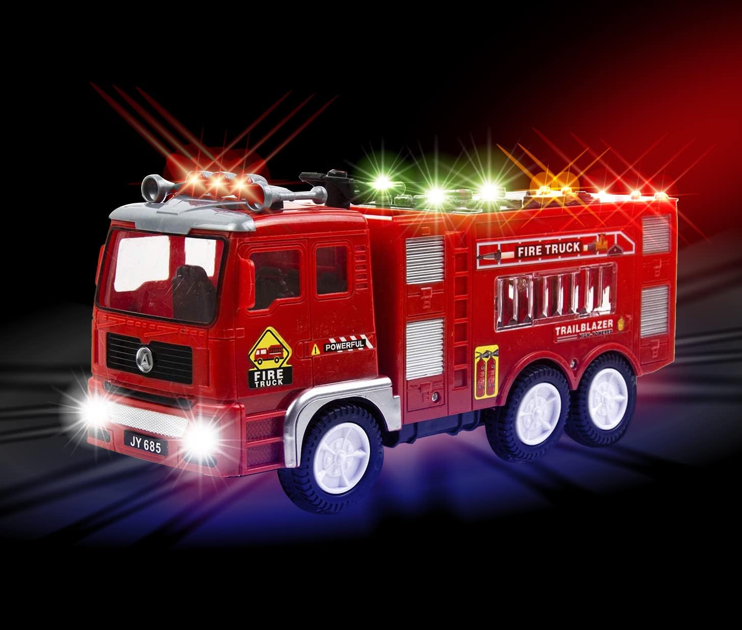 Toysery Remote Control Fire Truck Toy, Realistic Rc Trucks Toddler Toys, Siren Head Toy with Vivid Lights, Bump and Go Red Fire Trucks for Kids, Big Fire Truck with Extending Fire Ladder Pack of 2