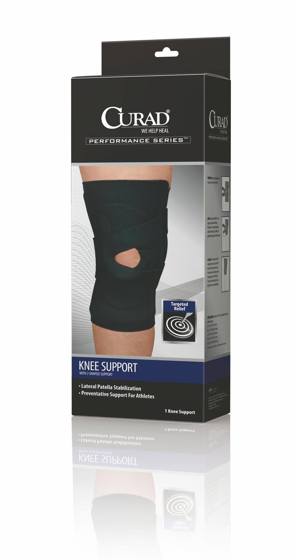Curad J-Buttress Knee Supports, Black, 2X-Large