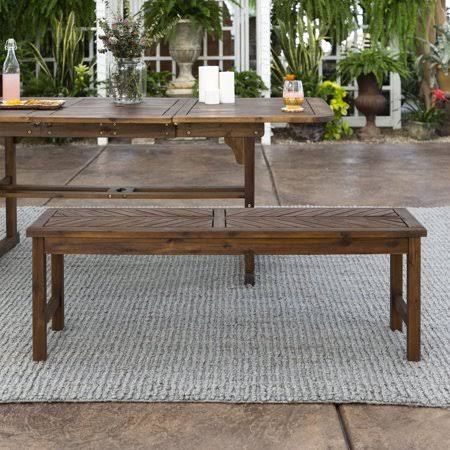 Manor Park 53 in. Outdoor Acacia Wood Chevron Dining Bench