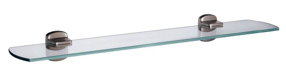 Smedbo Cabin Bathroom Glass Shelf W Brackets in Brushed Nickel Finish