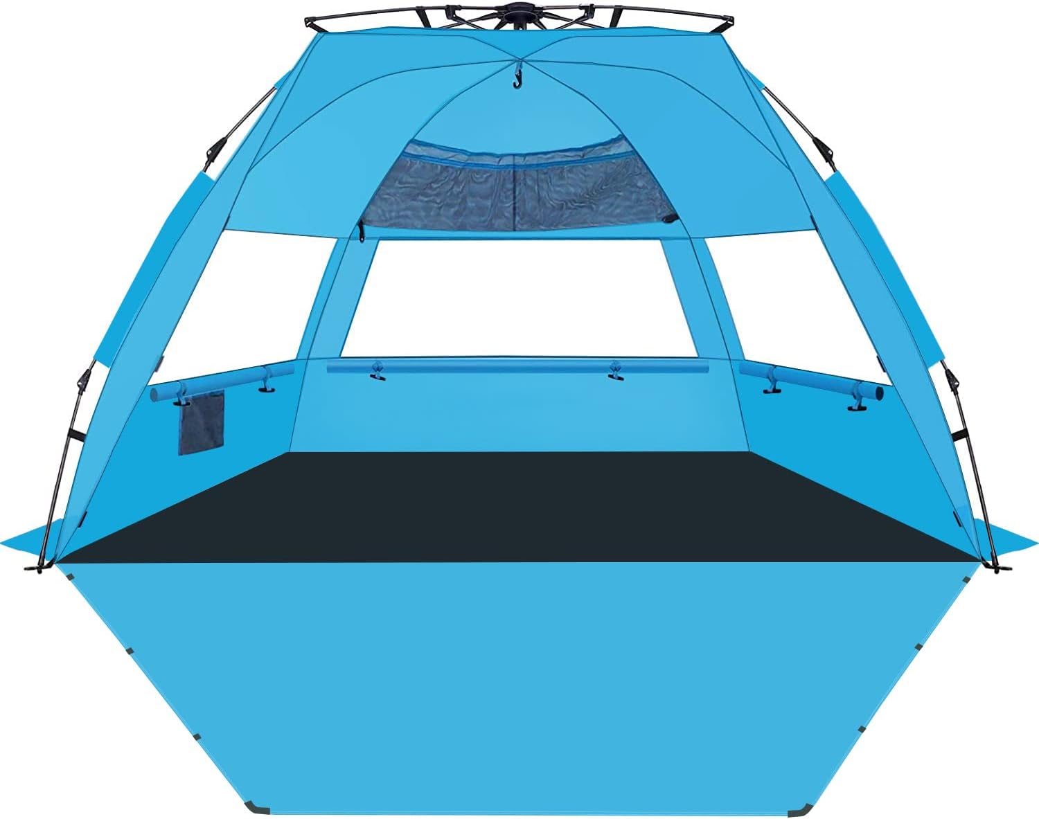 KO-ON Pop Up Beach Tent for 4 Person, Easy Setup and Portable Beach Shade Sun Shelter Canopy with UPF 50+ UV Protection, Extendable Floor with 3 Ventilating Windows Plus Carrying Bag