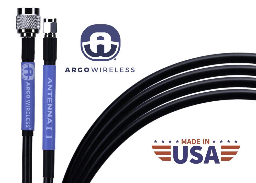 25 ft Argo Wireless RFID Antenna Cable | Low Loss LMR-195 RF with Premium Connectors | RP-TNC Male to SMA Male Pack of 2