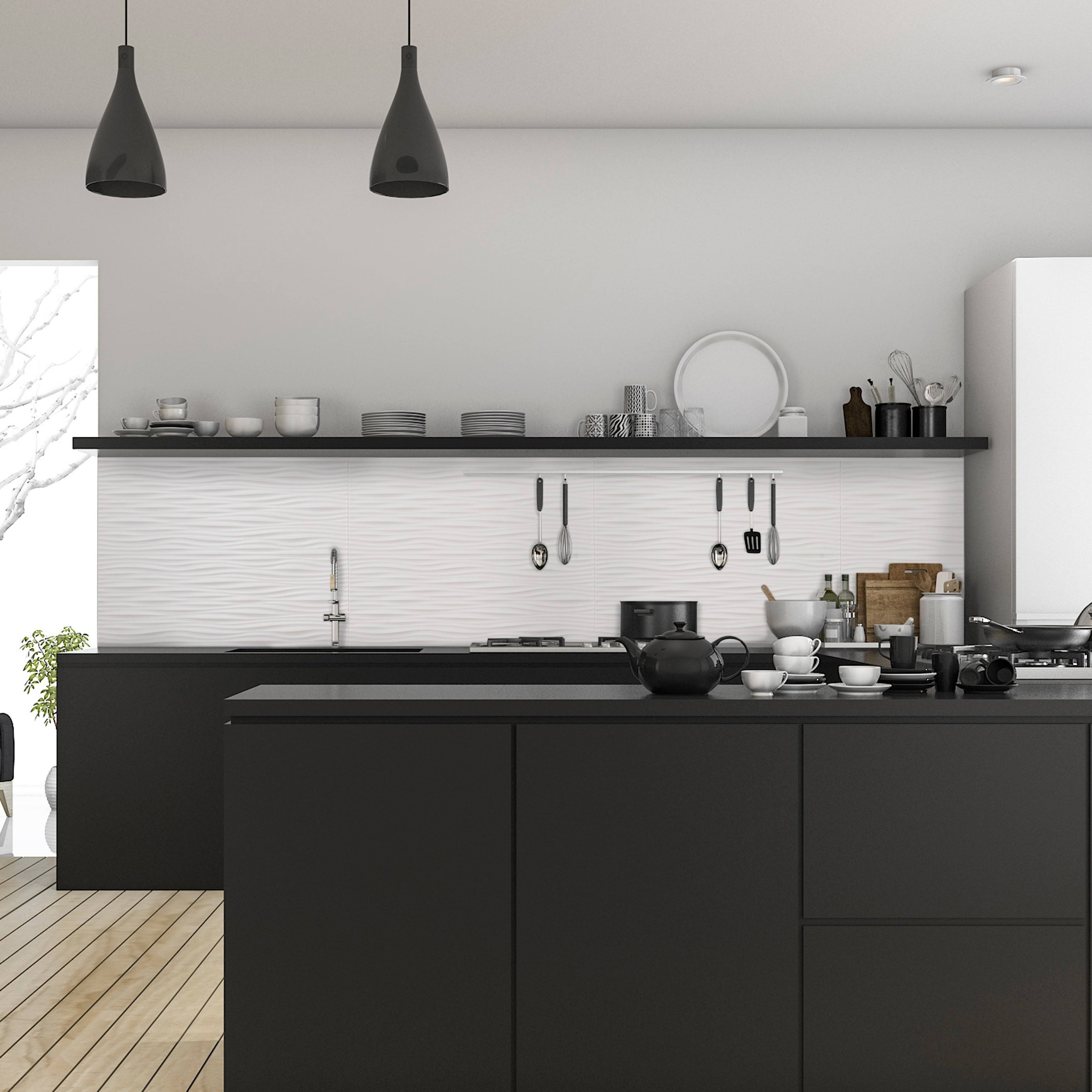 Innovera Decor by Palram Wilderness Snow White 18.5-in. x 24.3-in. Backsplash Panel (9 Pc)