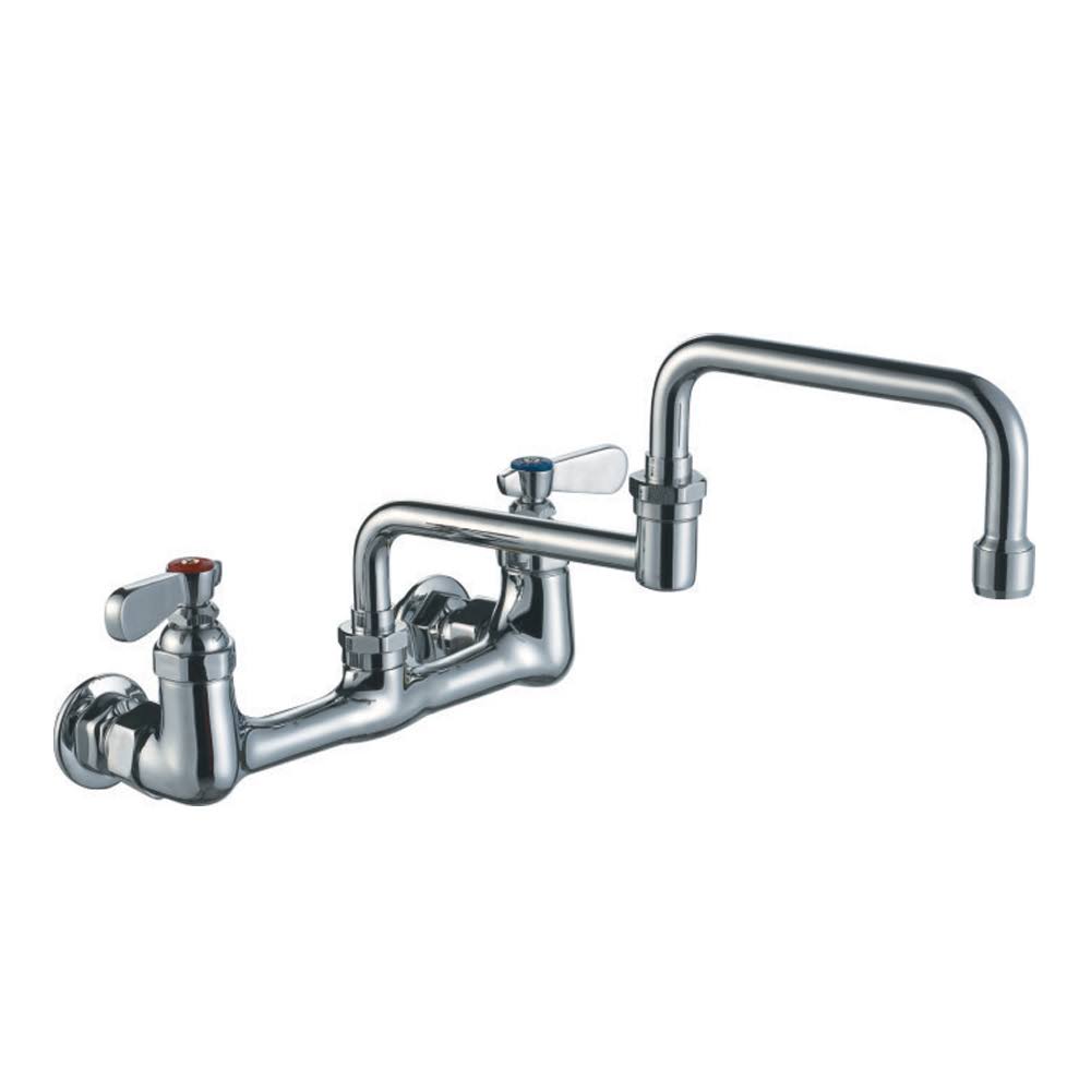 Whitehaus WHFS9814-008DJ-C Heavy Duty Wall Mount Utility Faucet with Double Jointed Retractable Swing Spout and Lever