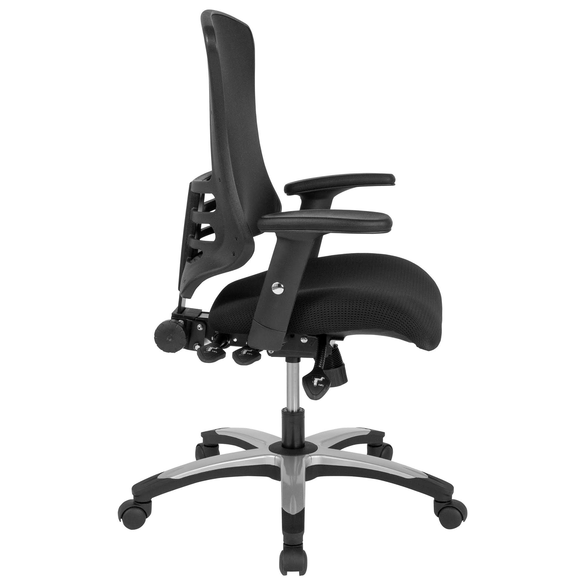 42x22 Black and Silver Contemporary Executive Swivel Office Chair with Adjustable Arms