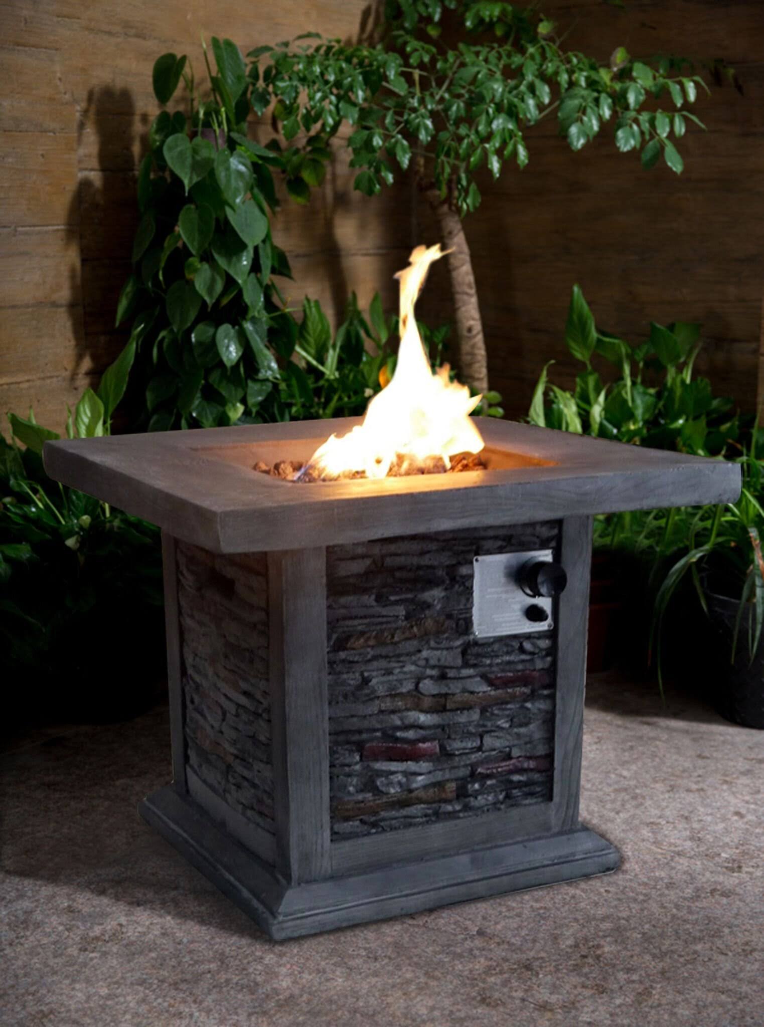 Guanacaste Gray Stone GAS Outdoor Fire Pit