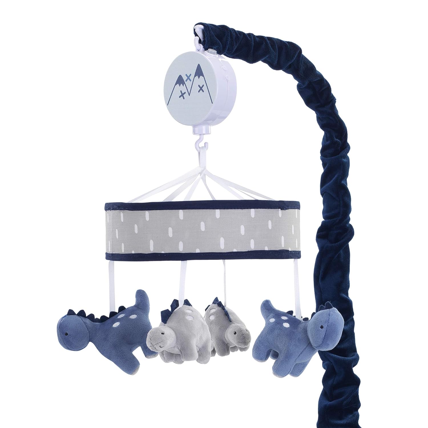 Lambs & Ivy Baby Dino Blue/Gray Dinosaur Musical Baby Crib Mobile Soother Toy Pack of 2