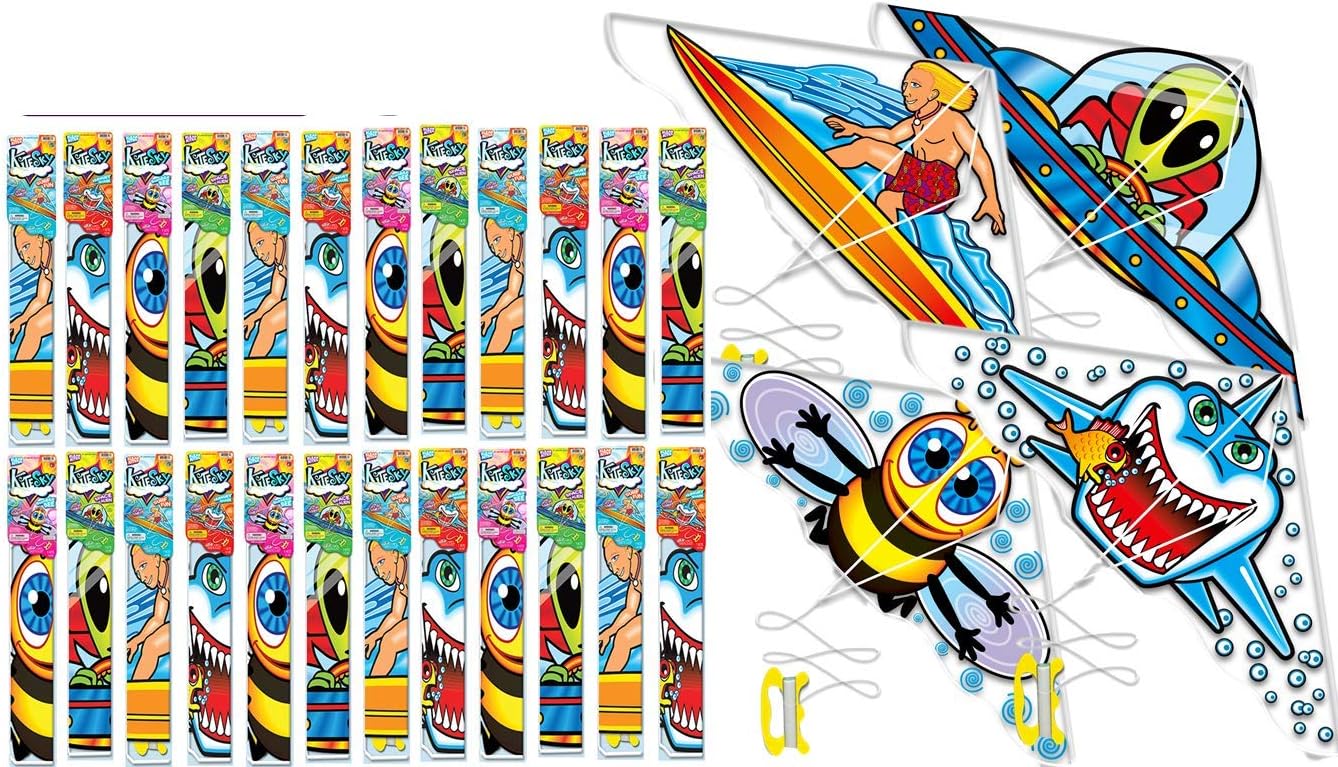 JA-RU Delta Kite in Bulk Kites for Kids (Pack of 36 Assorted) Easy to Assemble Glider , Easy to Fly & Launch. Family Outdoor Kids Games. Birthday Party Favors Gifts. Plus 1 Bouncy Ball. 9871-36p