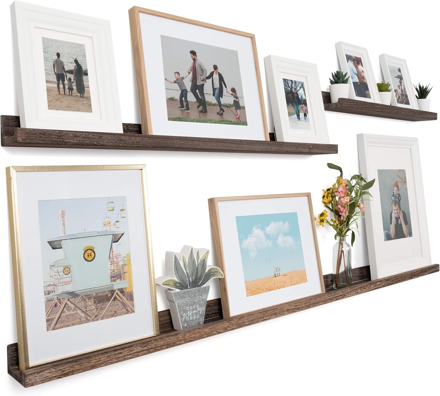 Rustic State Ted Narrow Picture Ledge Shelf Display Set of 3 60